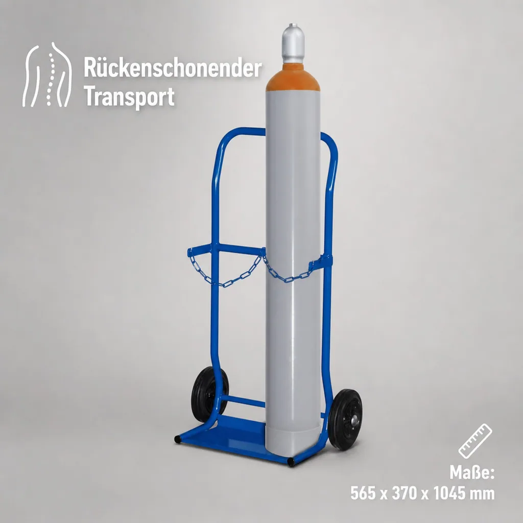 Stahlflaschenkarre, Flaschenkarre für 2 x 10l Stahlflaschen, 50kg Traglast