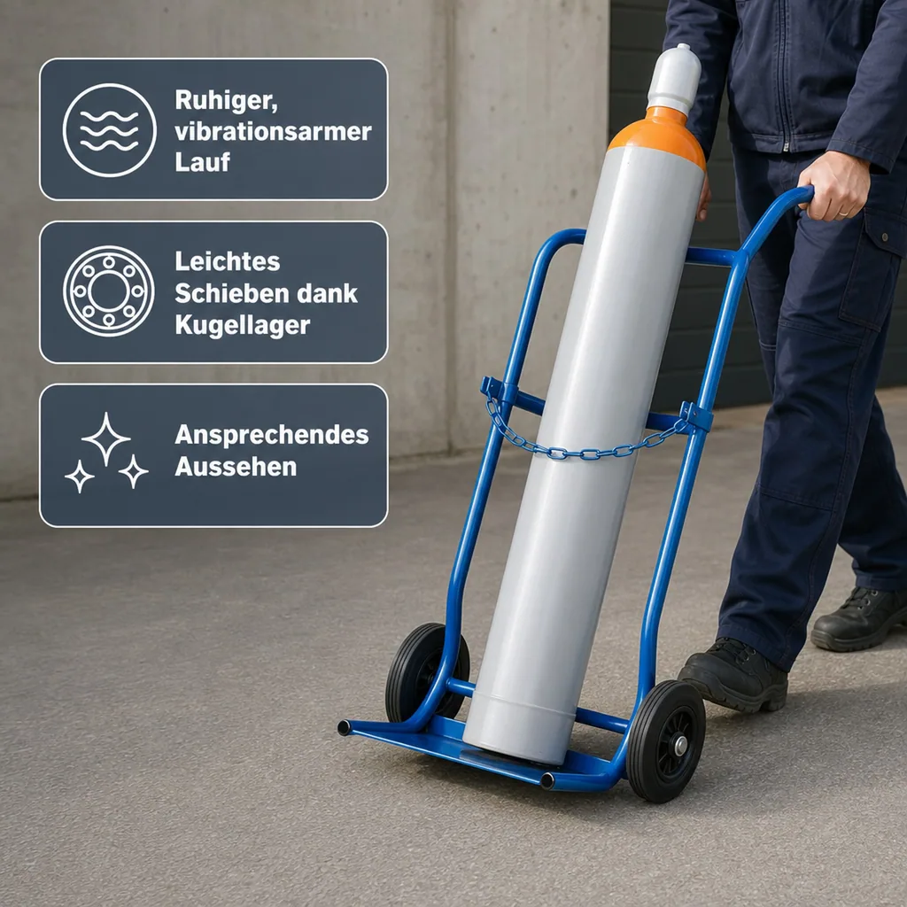 Stahlflaschenkarre, Flaschenkarre für 2 x 10l Stahlflaschen, 50kg Traglast