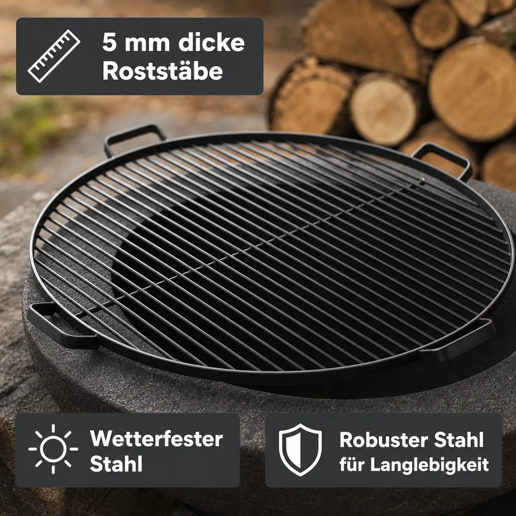 Grillrost 60 cm, für Feuerschale, rund, Stahl Rost