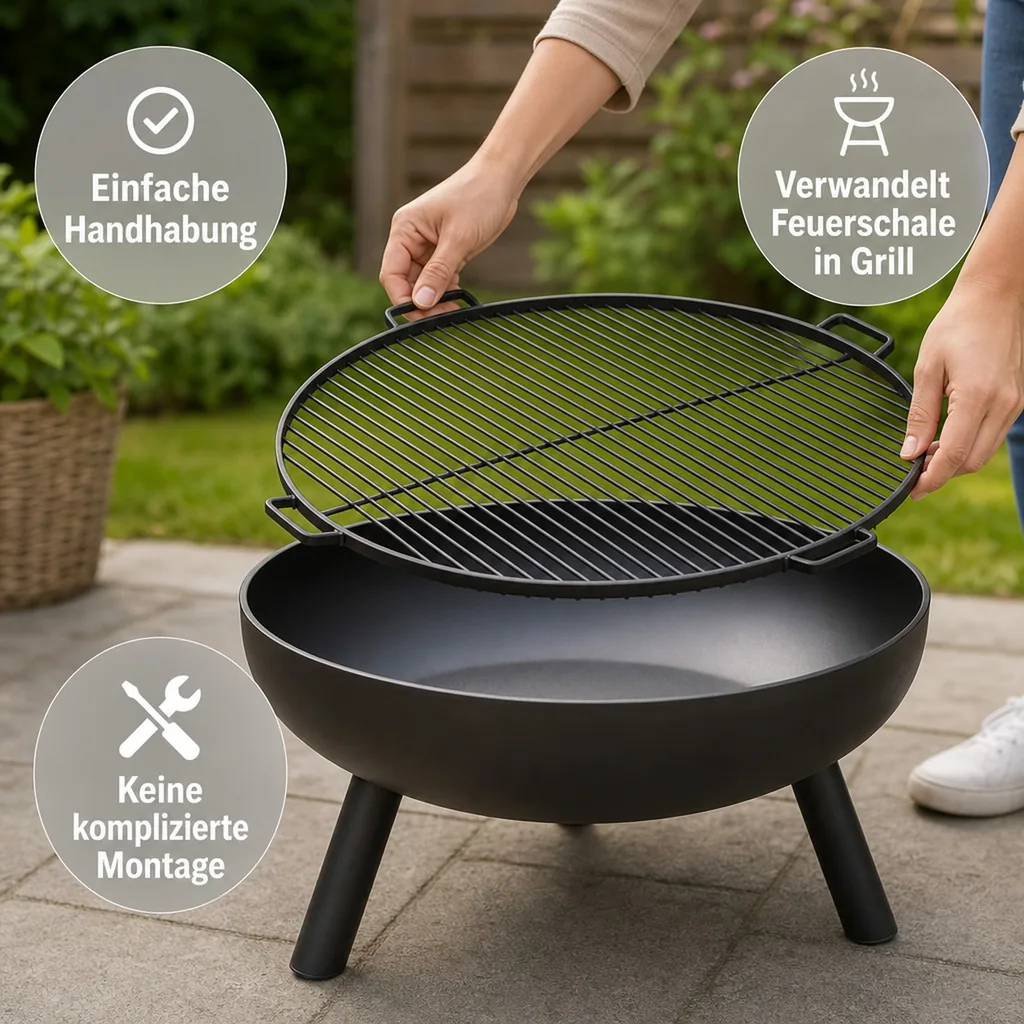 Grillrost 60 cm, für Feuerschale, rund, Stahl Rost