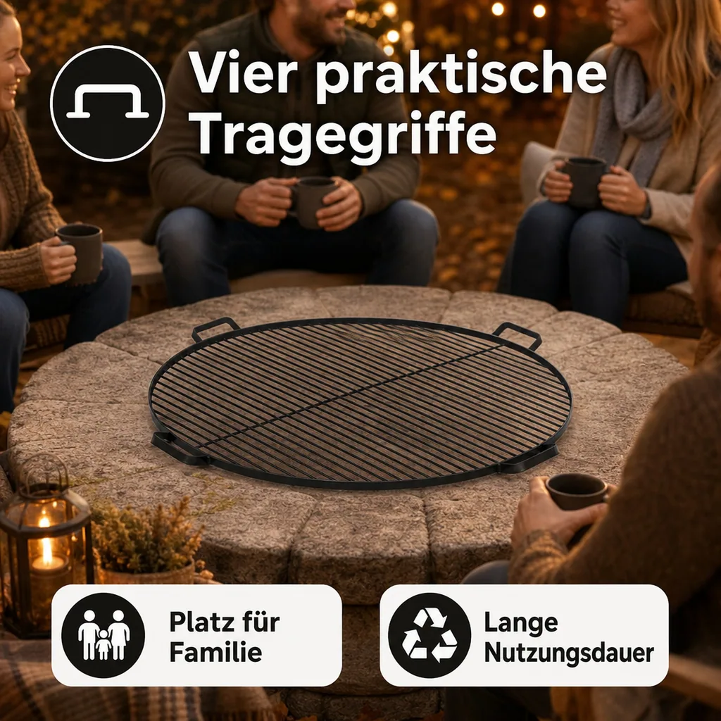 Grillrost 60 cm, für Feuerschale, rund, Stahl Rost