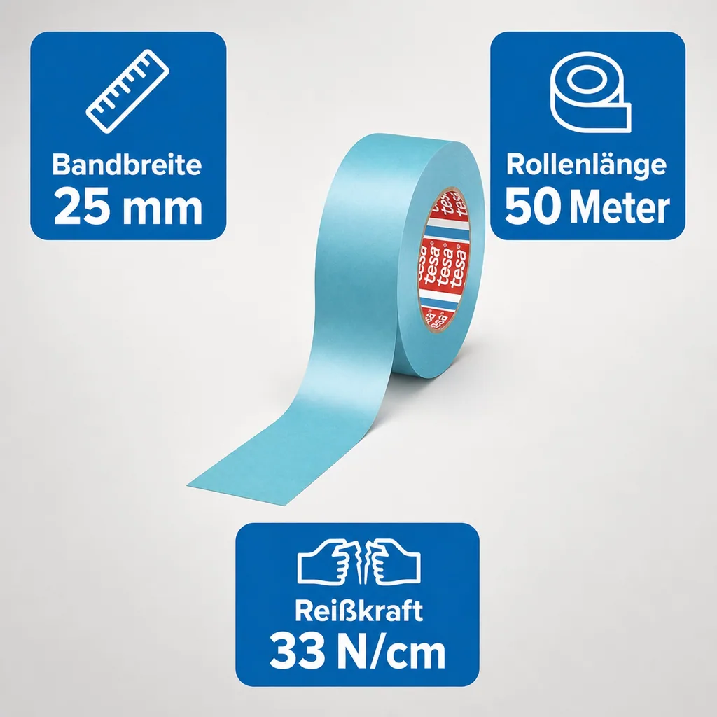 tesa tesakrepp 4438 UV Oberflächenschutzband 25 mm x 50 m (blau)