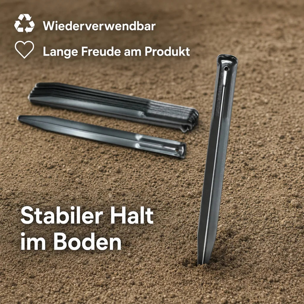 Heringe Set 10 Stück, verzinkt, 23cm, Camping Zubehör
