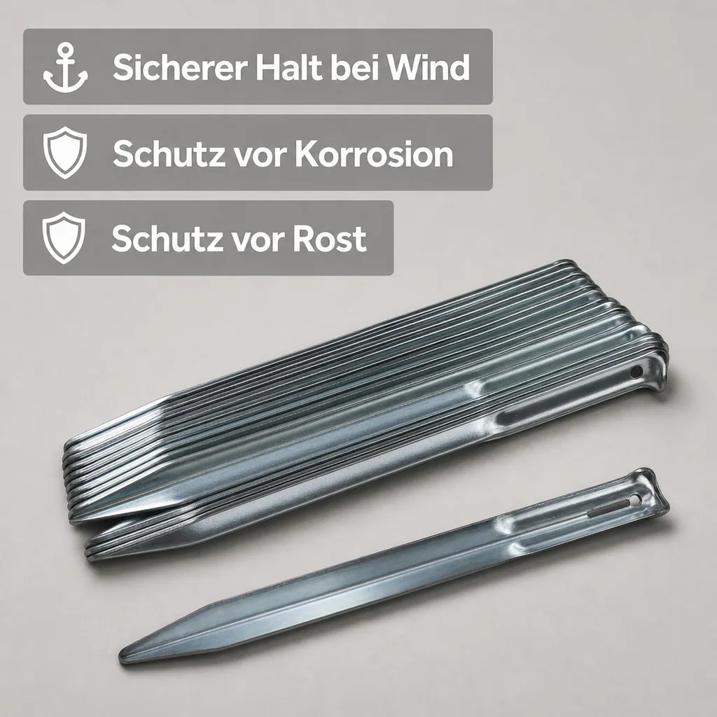 Heringe Set 10 Stück, verzinkt, 23cm, Camping Zubehör