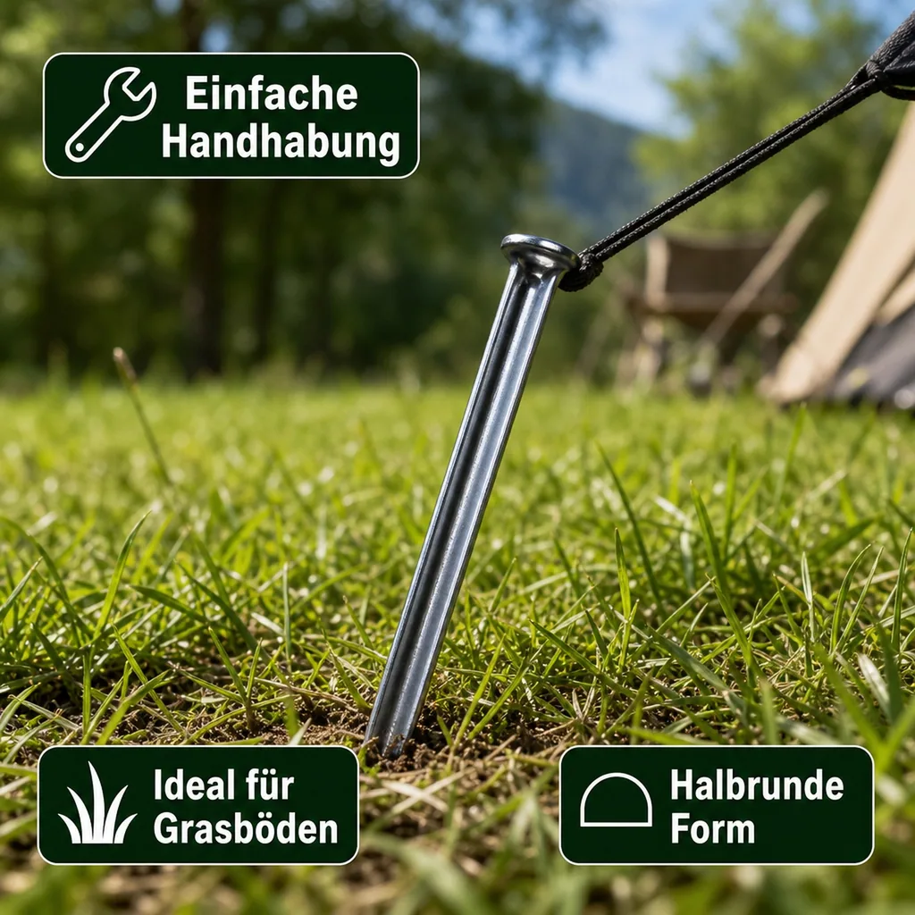 Heringe Set 10 Stück, verzinkt, 23cm, Camping Zubehör