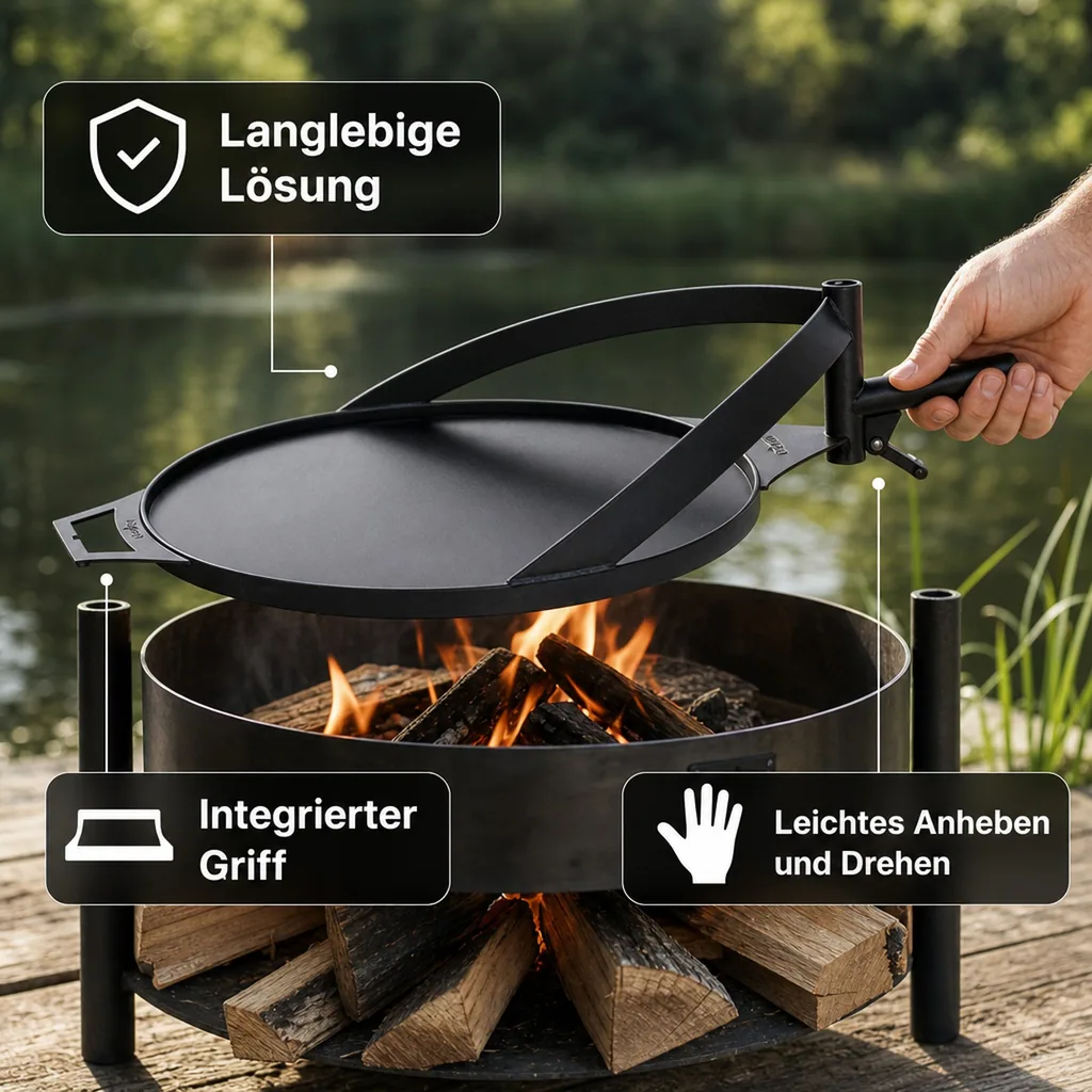 Grillplatte 50 cm, Feuerschale, Naturstahl