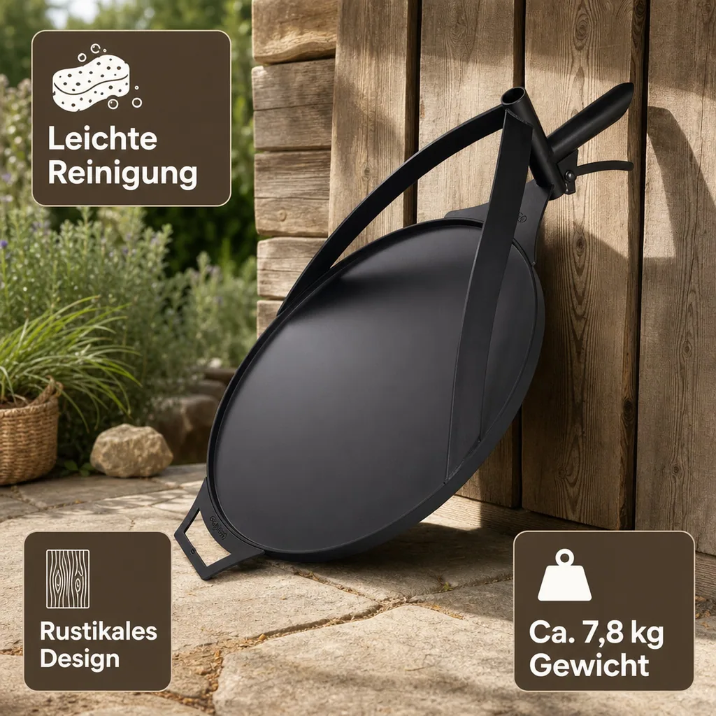 Grillplatte 50 cm, Feuerschale, Naturstahl