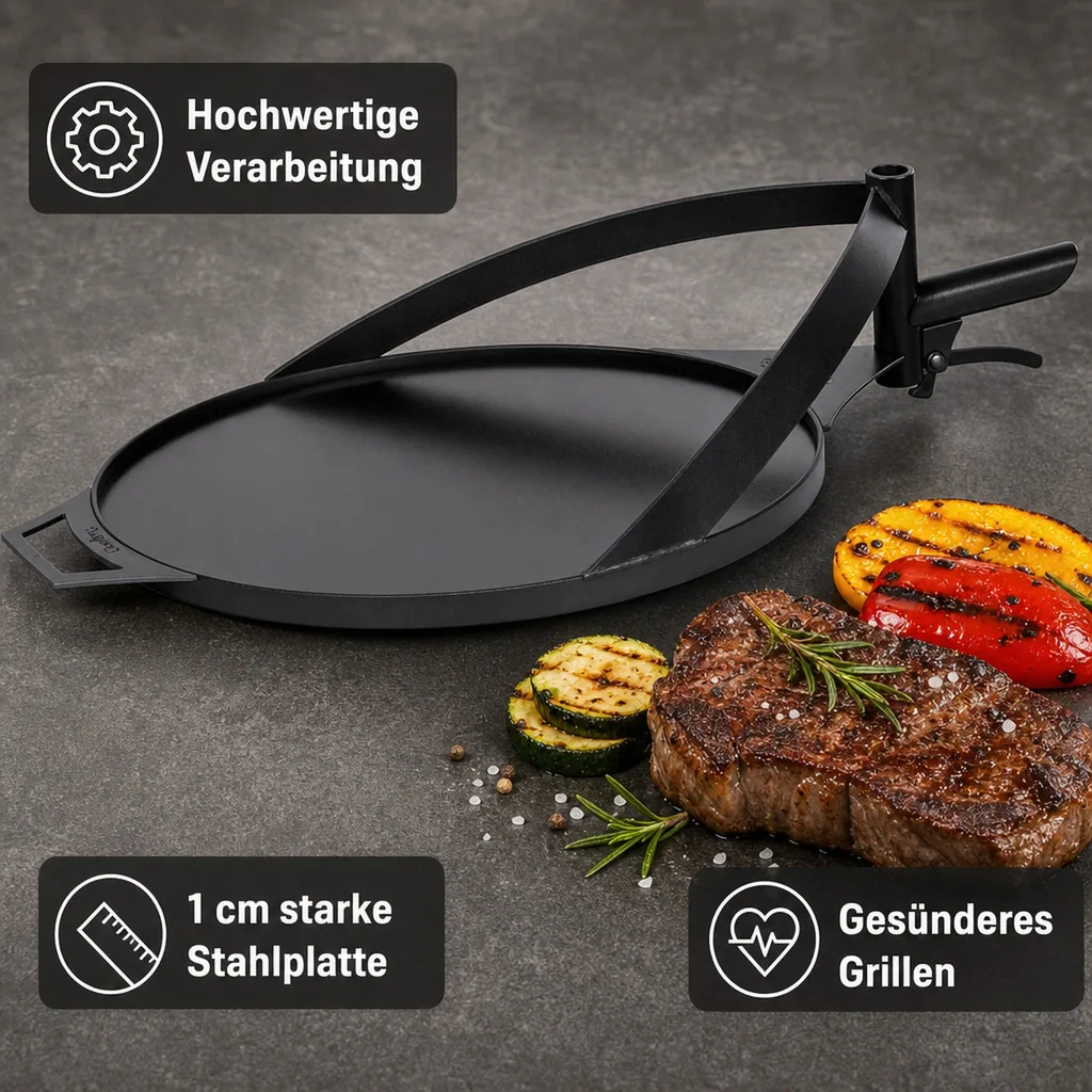 Grillplatte 50 cm, Feuerschale, Naturstahl