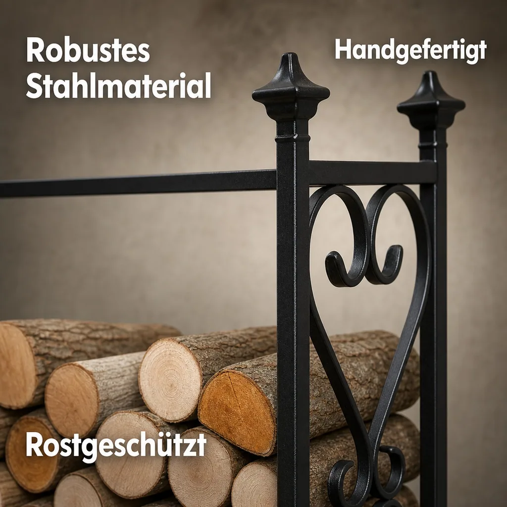 Kaminholzregal Stahl, Brennholzregal, Holzlagerregal, 60x90x25cm