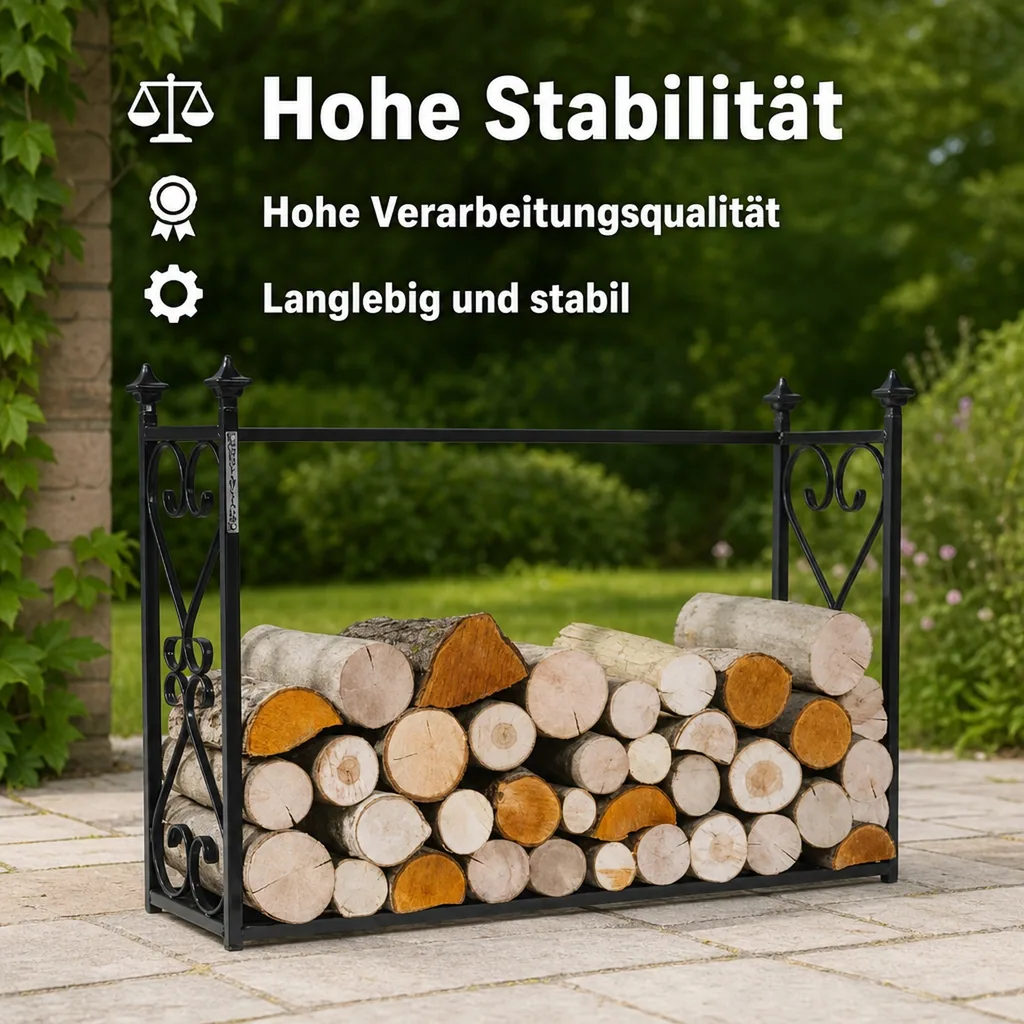 Kaminholzregal Stahl, Brennholzregal, Holzlagerregal, 60x90x25cm