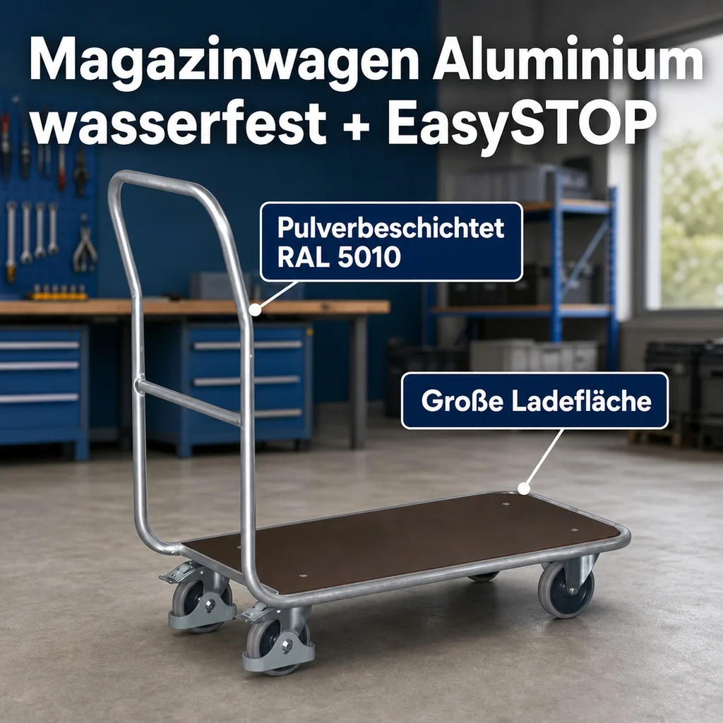 Magazinwagen Aluminium wasserfest + EasySTOP