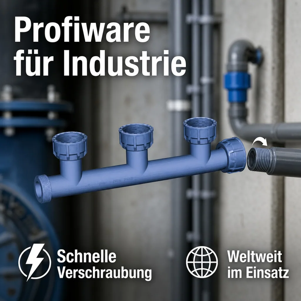 PVC Verteiler, 1 Zoll, 3 Abgänge, Ausflussverteiler
