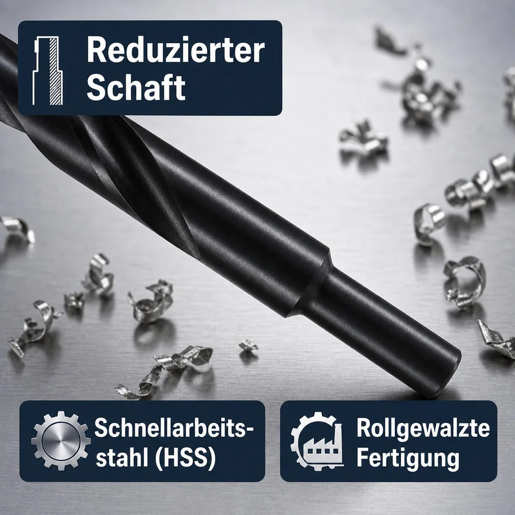 HSS-R Spiralbohrer DIN 338 Ø 19,5mm reduzierter Schaft Ø 13,0mm