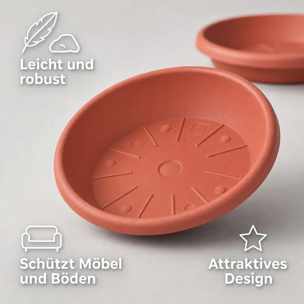 Blumentopfuntersetzer, Pflanzuntersetzer CYLINDRO, ca. Ø 25cm, terrakotta, Kunststoff