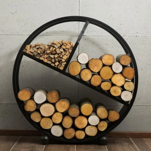 Kaminholzregal Stahl, 100 cm, aus Naturstahl, Brennholzregal