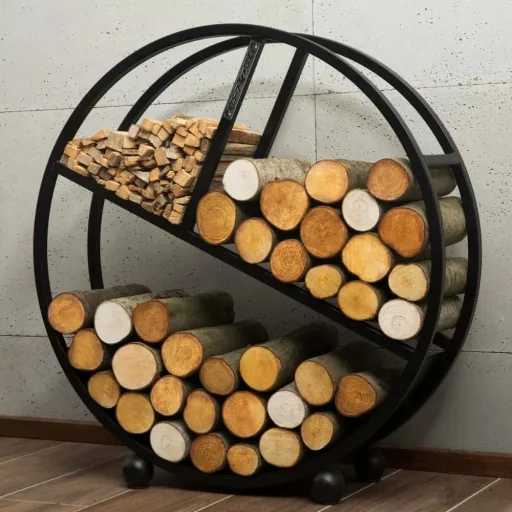 Kaminholzregal Stahl, 100 cm, aus Naturstahl, Brennholzregal