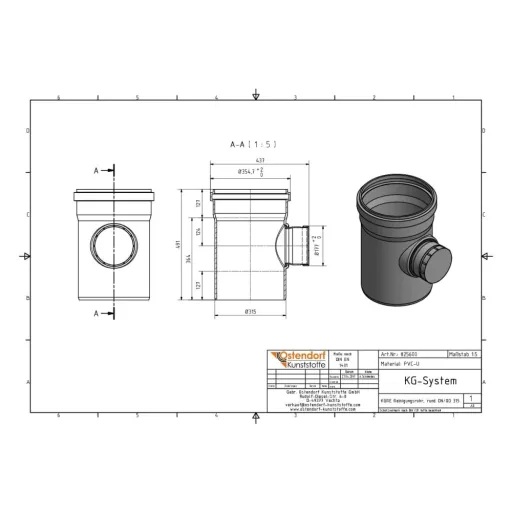 KG Rohr Reinigungsrohr DN 315, mit Deckel