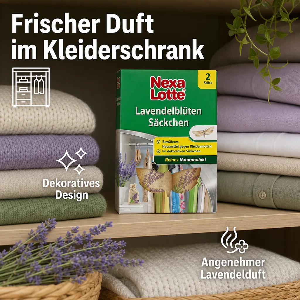 Lavendelsäckchen 2 Stk, gegen Motten, Duftsäckchen Kleiderschrank