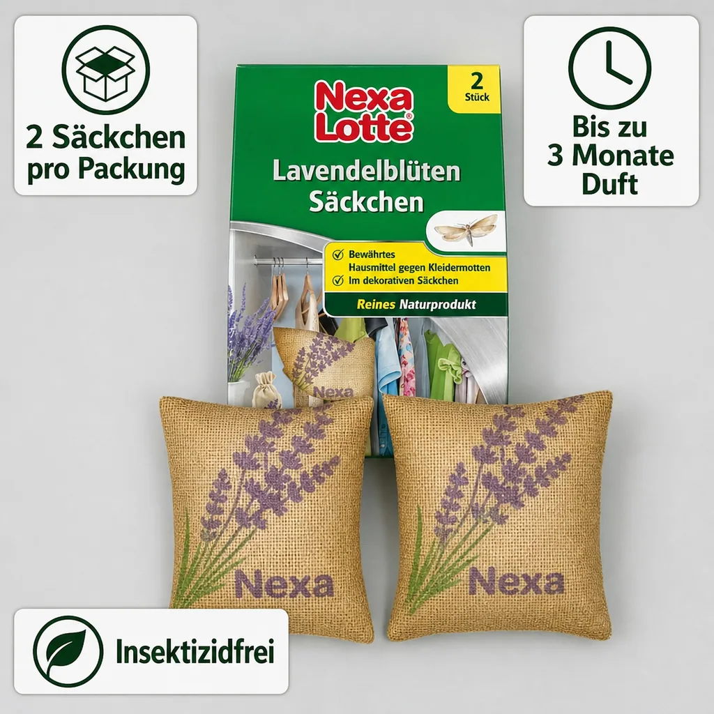 Lavendelsäckchen 2 Stk, gegen Motten, Duftsäckchen Kleiderschrank