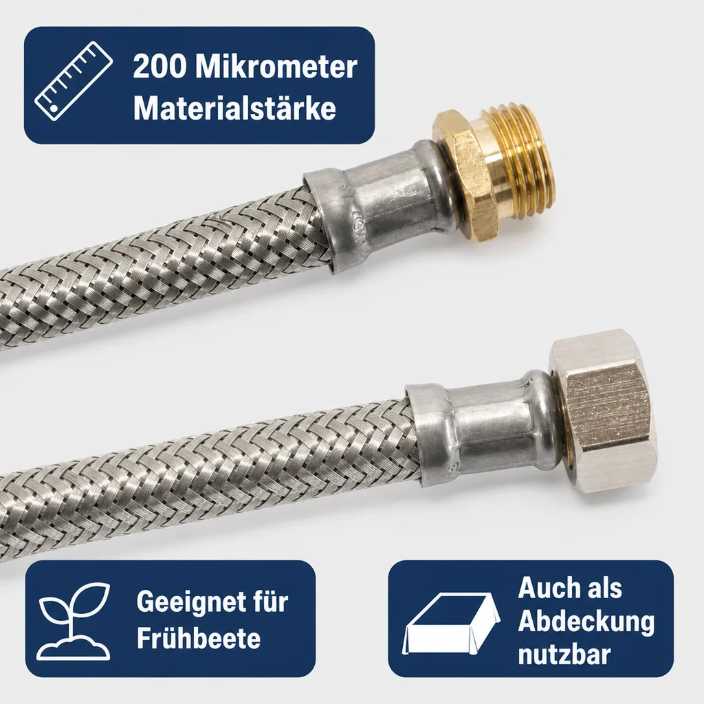 Panzerschlauch 3/8, Flexschlauch, DN8, 1000mm, Edelstahlumflechtung, DVGW