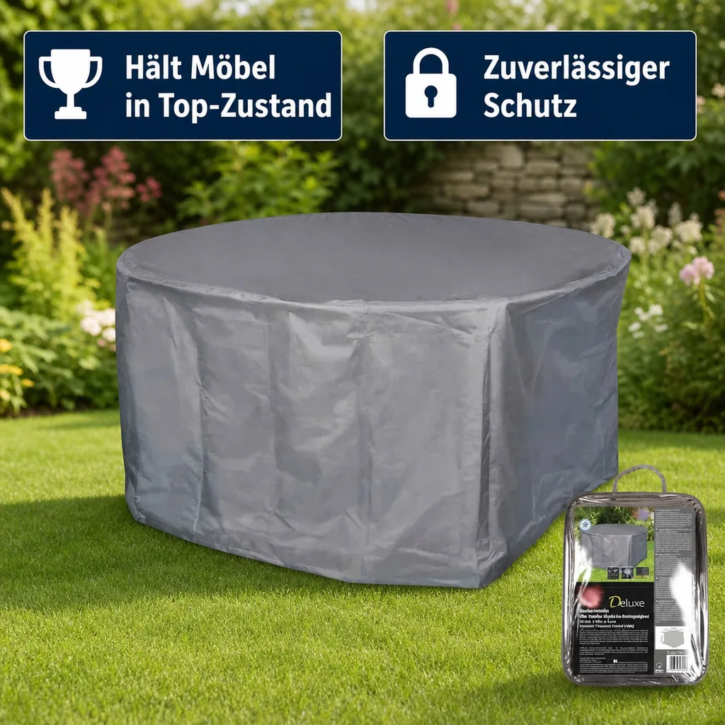 Schutzhülle Gartenmöbel rund, Abdeckplane Sitzgruppe, 200x95cm, wasserdicht