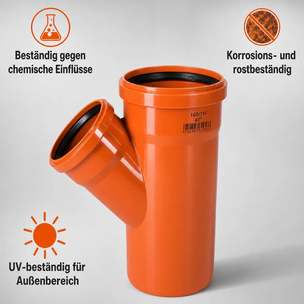 KG Rohr Abzweig DN 160/110 45 Grad, Kanalrohr