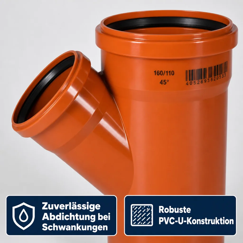 KG Rohr Abzweig DN 160/110 45 Grad, Kanalrohr