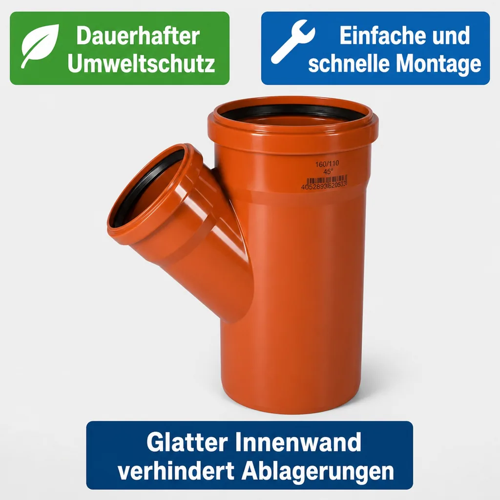 KG Rohr Abzweig DN 160/110 45 Grad, Kanalrohr