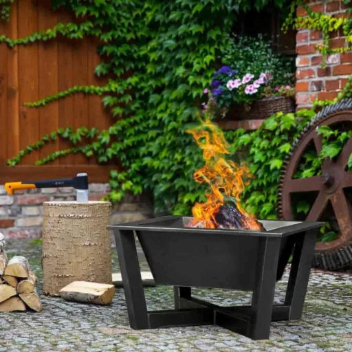 Feuerschale, Garten Feuerschale 70x70 cm, Naturstahl, Brasil Design