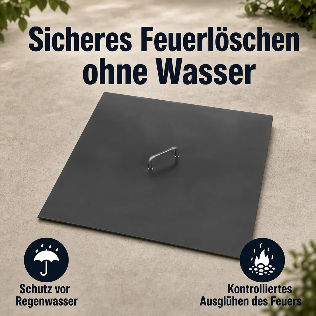 Feuerschalen Deckel, Abdeckung, Naturstahl, 71,5x71,5 cm