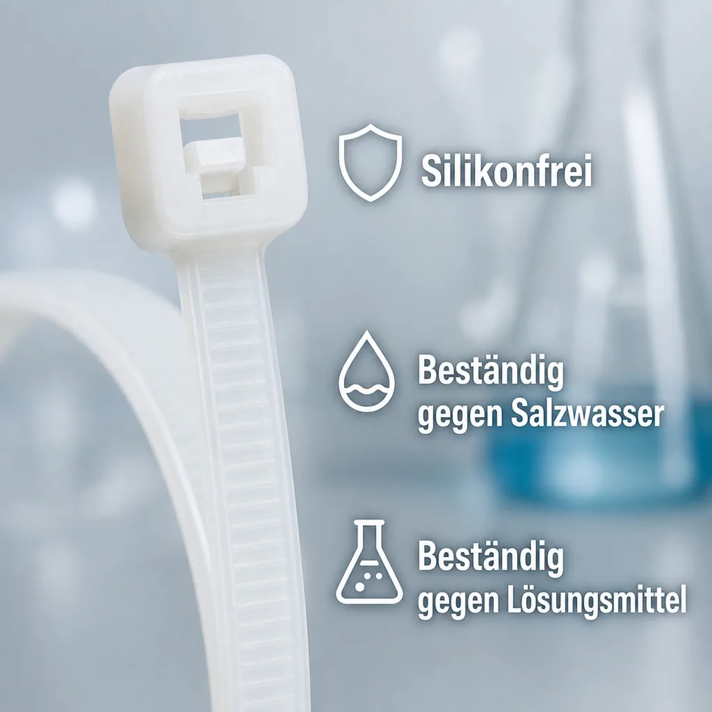 Kabelbinder 250x7,6mm, 100 Stück, natur weiss, PA6.6, Standard Kabelbinder