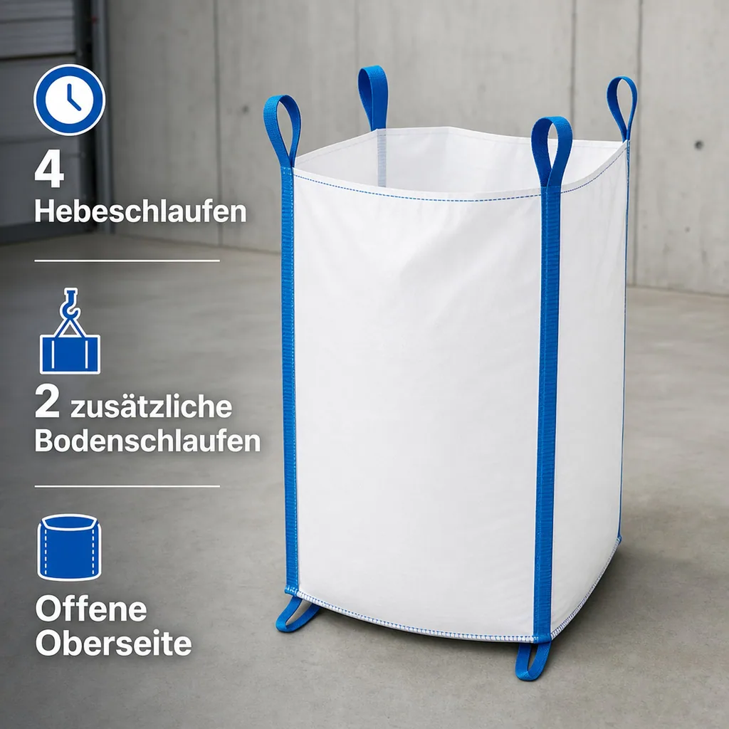 Big Bag 1000kg, 90x90x90 cm, 3er Set, offen, Schüttgut