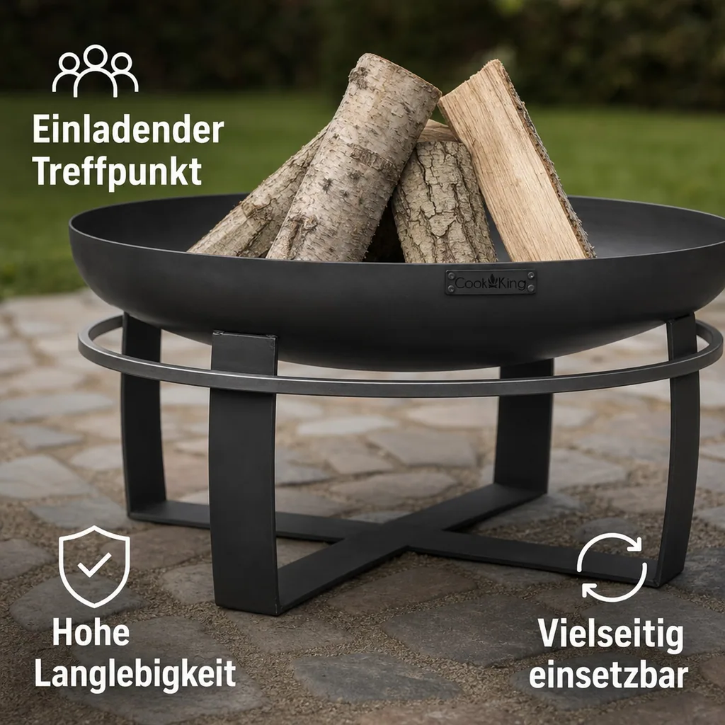 Feuerschale 70 cm, Feuerstelle Garten, Stahl Feuerschale, 15kg