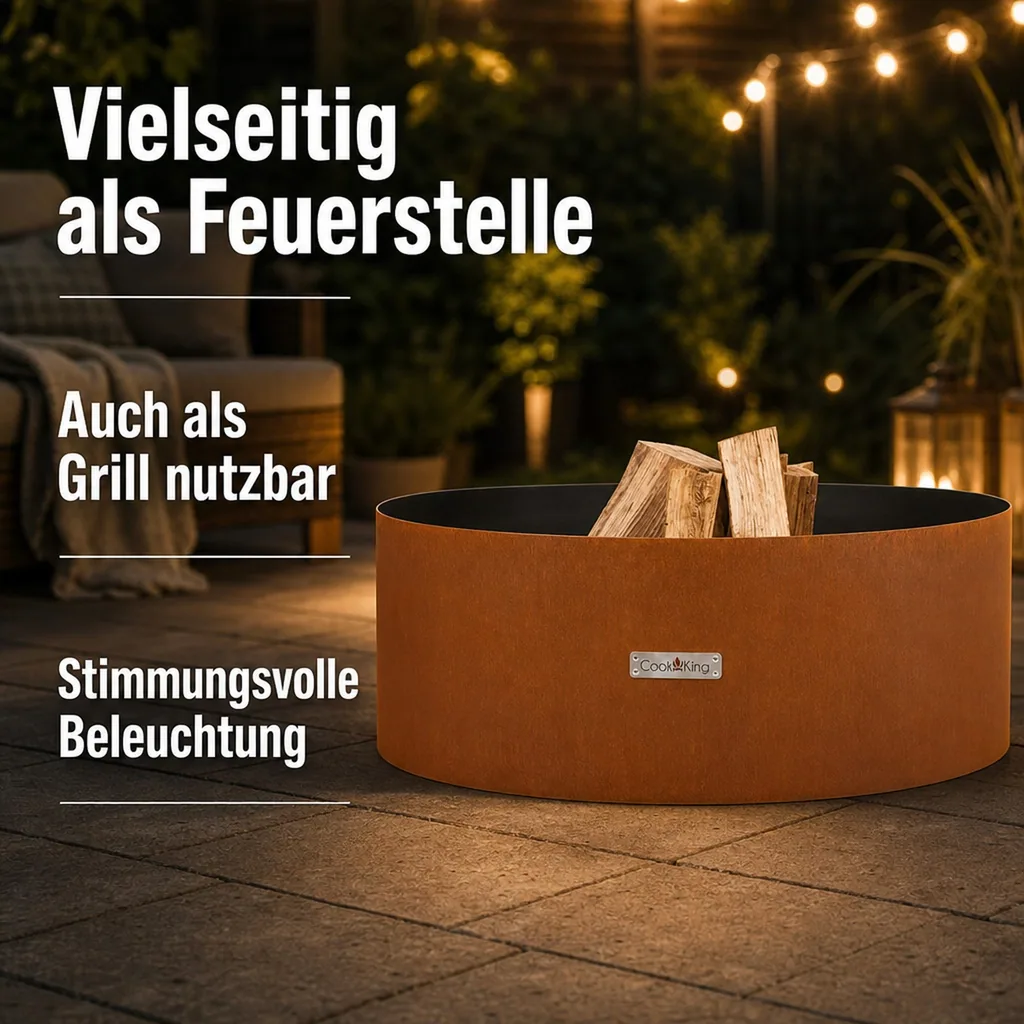Feuerschale Cortenstahl 60 cm, Gartenfeuerstelle