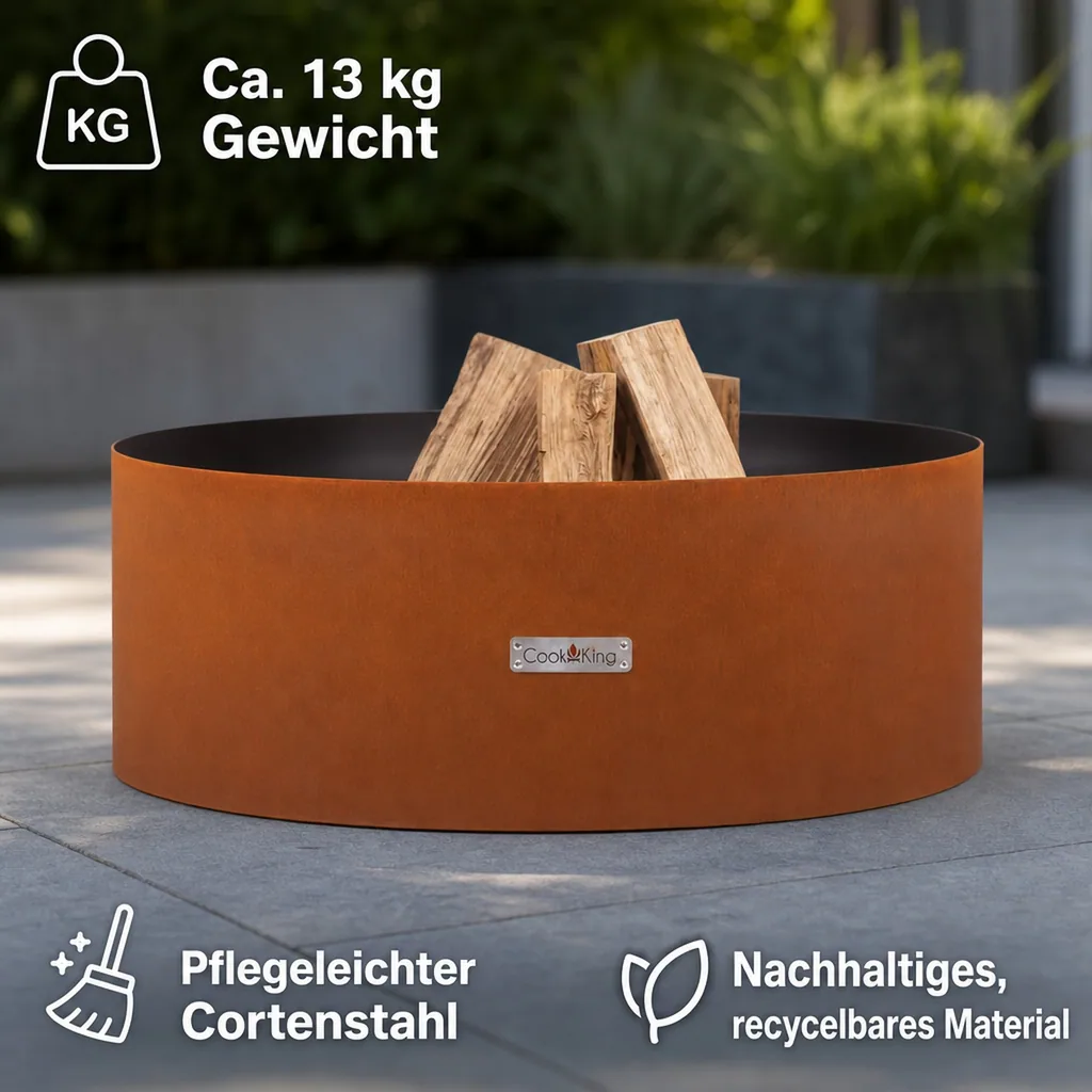 Feuerschale Cortenstahl 60 cm, Gartenfeuerstelle
