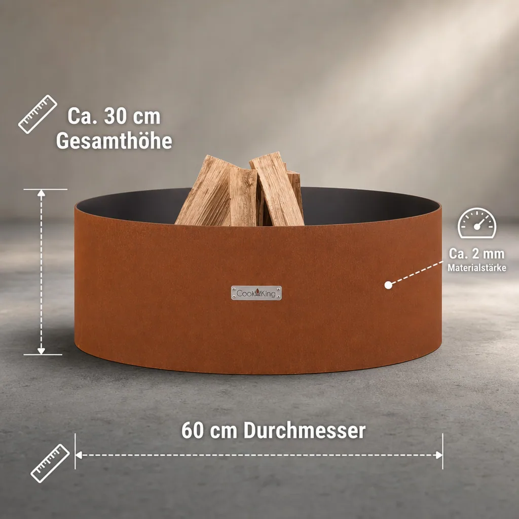 Feuerschale Cortenstahl 60 cm, Gartenfeuerstelle