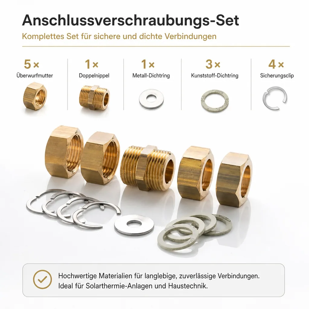 Wellrohr Edelstahl Solar, Verschraubung Set DN20, Solar-Tube ECO