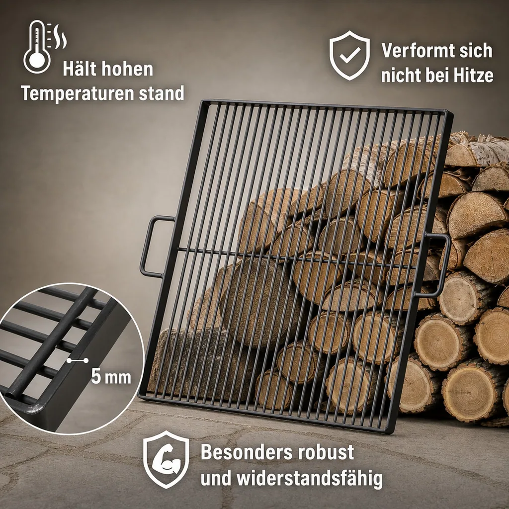 Grillrost Feuerschale 80 cm, Stahl, 58x58cm