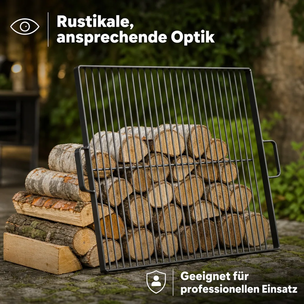 Grillrost Feuerschale 80 cm, Stahl, 58x58cm