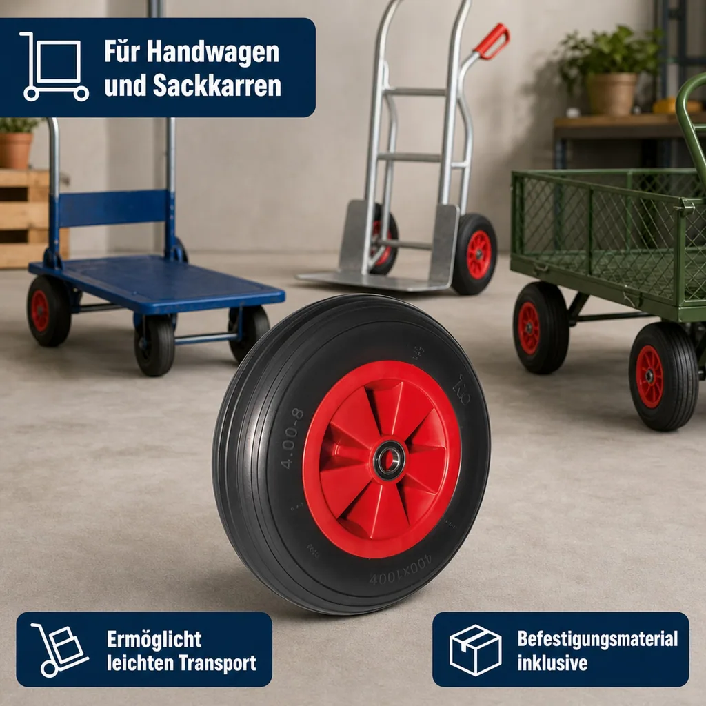 PU Rad 390x90mm, pannensicher, für Handwagen
