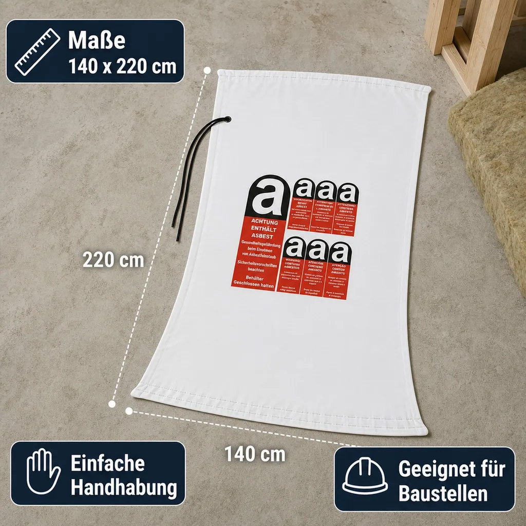 KMF Sack, Mineralwolle Sack, Asbest Sack, 140x220cm, Entsorgung