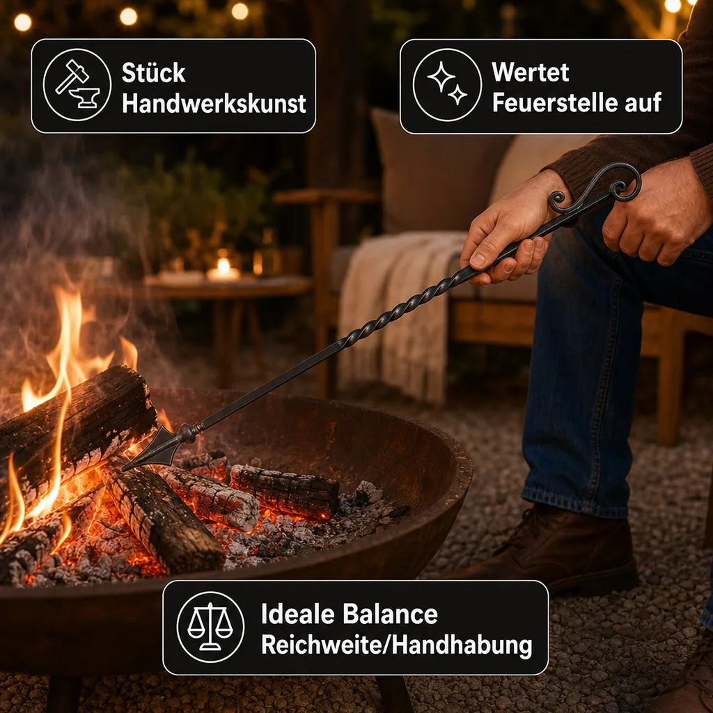 Feuerschale Zubehör, Schürhaken, Grillhaken, 100cm, Naturstahl