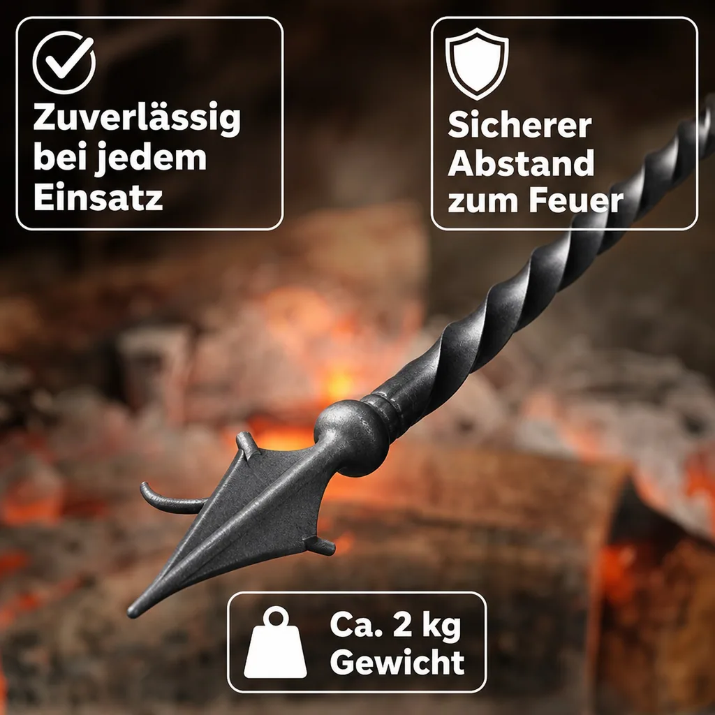 Feuerschale Zubehör, Schürhaken, Grillhaken, 100cm, Naturstahl