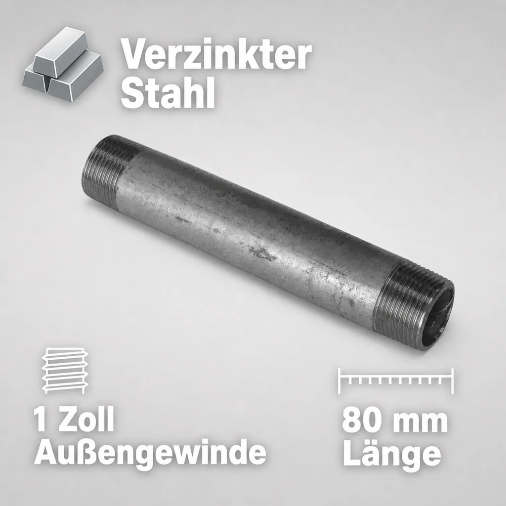 Gewindefitting Rohrnippel verzinkt 1" AG x 1" AG 80 mm