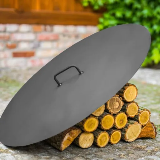 Feuerschalenabdeckung 80,5 cm, Feuerschalen Deckel, Naturstahl