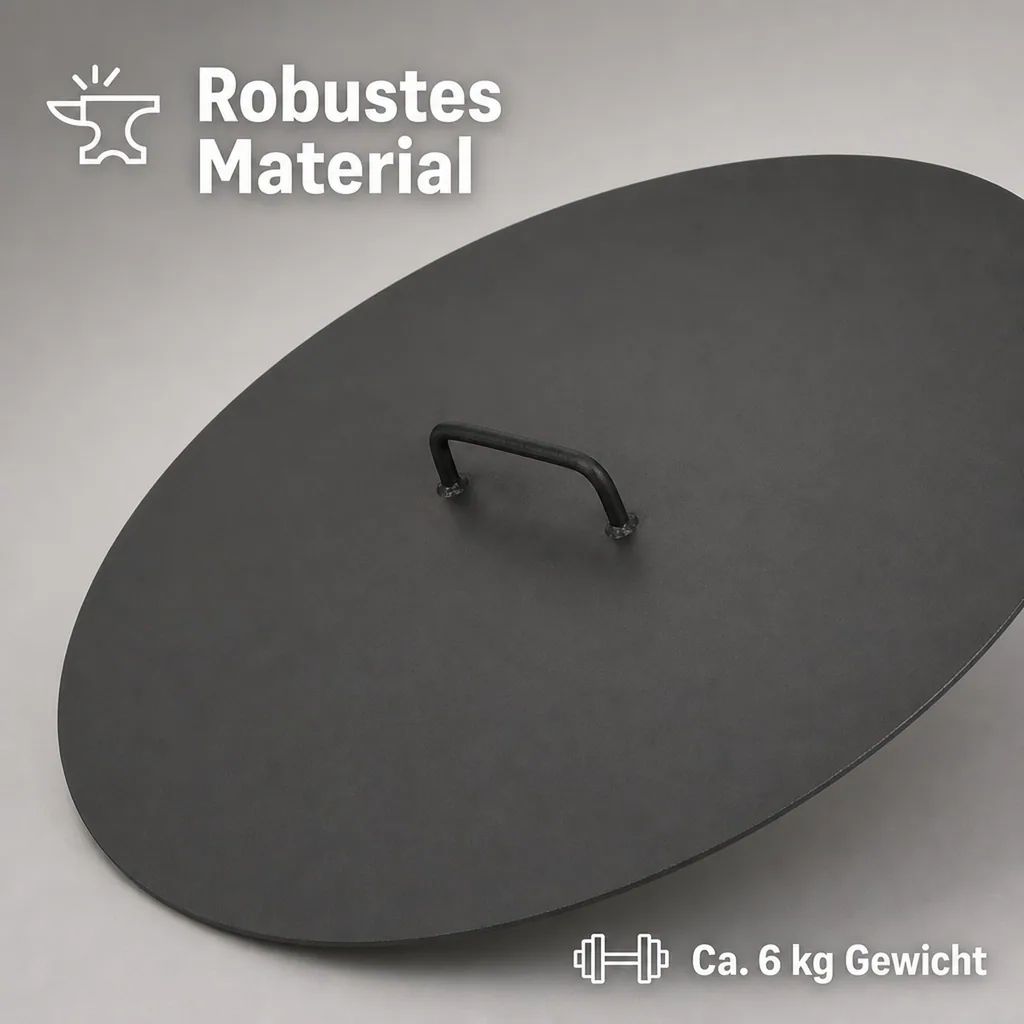 Feuerschalenabdeckung 80,5 cm, Feuerschalen Deckel, Naturstahl
