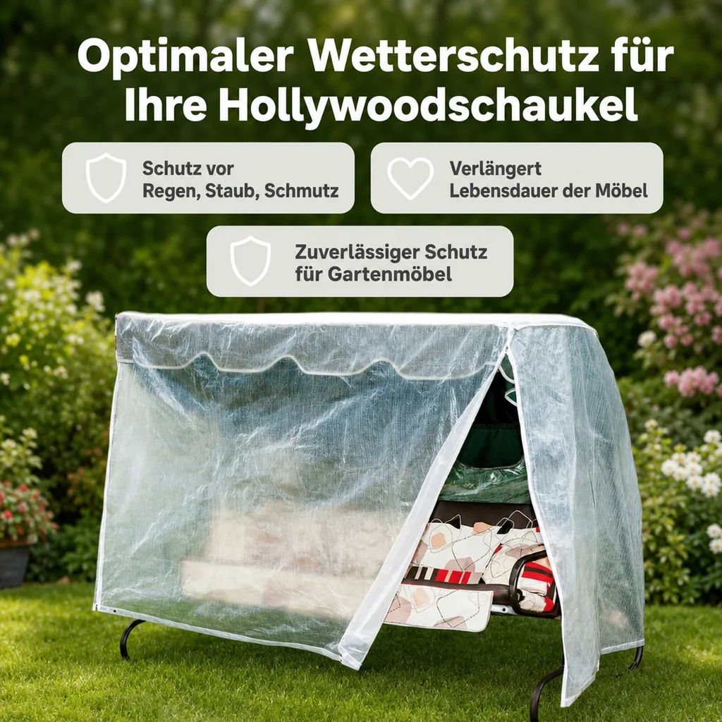 Hollywoodschaukel Schutzhülle, Transparent, Abdeckplane 210x150x139cm