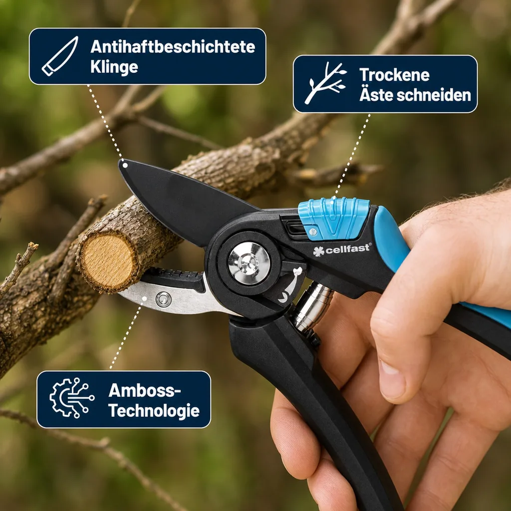 Gartenschere, Amboss Gartenschere, Astschere, Einhand-Gartenschere