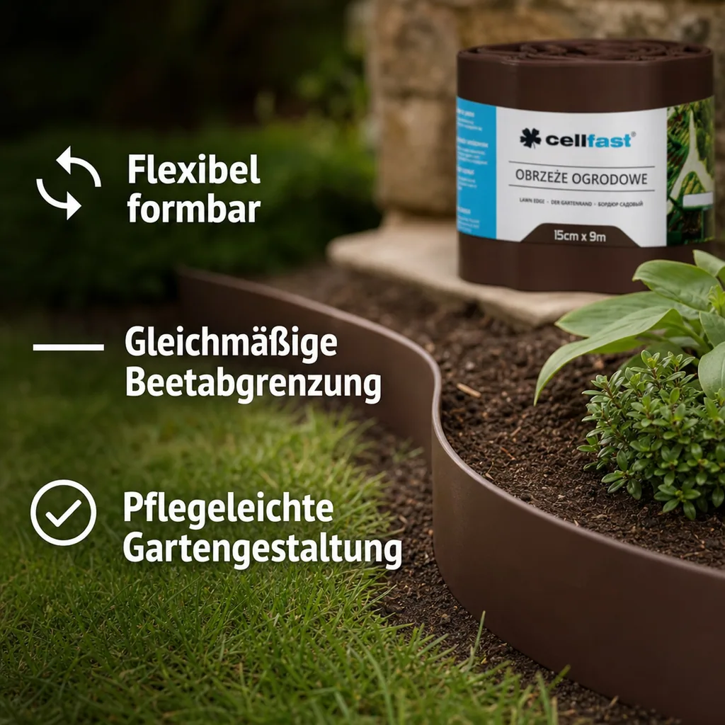 Gartenrand braun 15 cm x 9 Meter