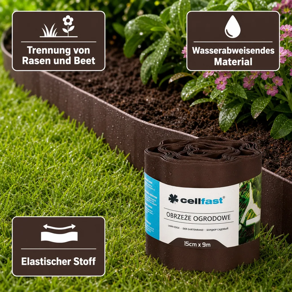 Gartenrand braun 15 cm x 9 Meter